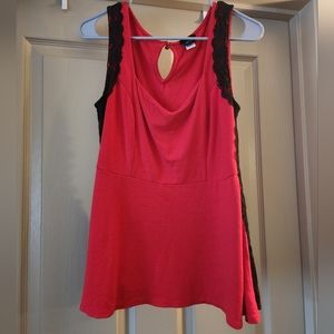 Torrid Red Peplum Top With Black Lace Plus Size 00
